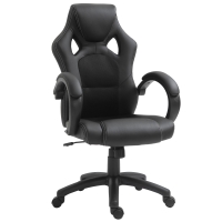 HOMCOM High-Back Office Chair Faux Leather Swivel Computer Desk Chair for Home Office with Wheels Armrests Black