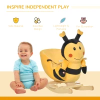 HOMCOM Balansoar Albină din Lemn pentru Copii 60 x 33 x 45cm Galben și Negru(m-5)