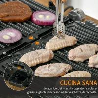 HOMCOM Piastra Elettrica 2000W Apribile a 180° in Alluminio e Acciaio, 29x51.6cm(m-8)