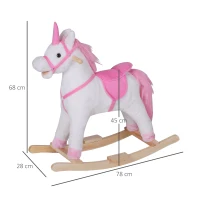 HOMCOM balansoar din lemn, forma de unicorn, 78x28x68 cm(m-3)