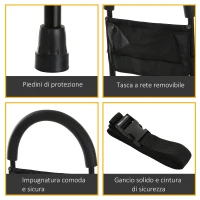 HOMCOM Maniglia per Alzarsi da Letto 7 Altezze Regolabili 86-110.5cm, Impugnatura Antiscivolo e Tasca Portaoggetti, 72x36cm(m-6)