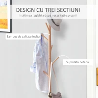 HOMCOM Cuier Dulap pantofi cu 6 Agatatoare in Bambù, Alb, 40x30x180cm(m-7)