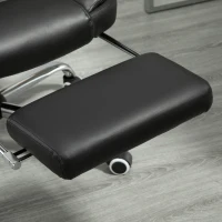 HomCom Scaun pentru Birou Reglabil Fotoliu Rotativ cu Taburet Extraibil, Negru(m-10)