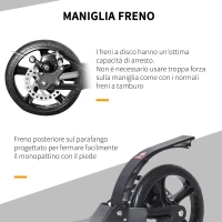 HOMCOM Monopattino Pieghevole in Alluminio con Freno a Disco, Manubrio Regolabile e Ammortizzatore, 100x39x80-103.5cm, Nero(m-7)