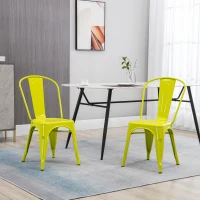 HOMCOM Conjunto de 2 Cadeiras com Estrutura de Aço Conjunto de Cadeiras Modernas com Encosto 45x51,5x85cm Verde(m-4)