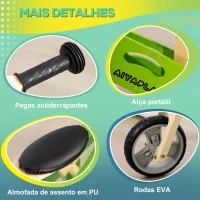 AIYAPLAY Bicicleta sem Pedais de Madeira 2 em 1 Triciclo Infantil com Assento Ajustável de 22-26cm  60x38x38cm Verde(m-8)