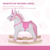 HOMCOM balansoar din lemn, forma de unicorn, 78x28x68 cm(m-6)