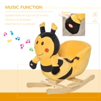 HOMCOM Balansoar Albină din Lemn pentru Copii 60 x 33 x 45cm Galben și Negru(m-4)