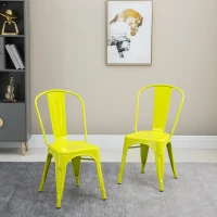 HOMCOM Conjunto de 2 Cadeiras com Estrutura de Aço Conjunto de Cadeiras Modernas com Encosto 45x51,5x85cm Verde(m-2)