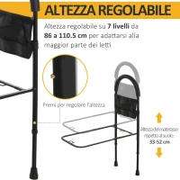 HOMCOM Maniglia per Alzarsi da Letto 7 Altezze Regolabili 86-110.5cm, Impugnatura Antiscivolo e Tasca Portaoggetti, 72x36cm(m-5)