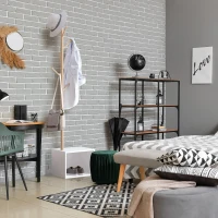 HOMCOM Cuier Dulap pantofi cu 6 Agatatoare in Bambù, Alb, 40x30x180cm(m-4)