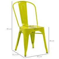 HOMCOM Conjunto de 2 Cadeiras com Estrutura de Aço Conjunto de Cadeiras Modernas com Encosto 45x51,5x85cm Verde(m-3)