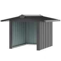 Outsunny Mähroboter Garage aus verzinkte Stahl Überdachung mit Satteldach, wetterfest Garage für Rasenmäher Unterstand Rasenroboter Carport, 88 x 87 x 60 cm Schwarz(m-10)