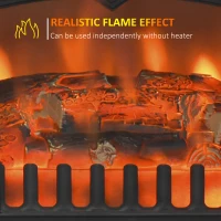HOMCOM Freestanding Electric Fireplace Indoor Heater Glass View Log Wood Burning Effect Flame Portable Fireplace Stove 950/1850W Black(m-5)