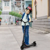 HOMCOM Electric Scooter, 120W Motor E-Scooter with Battery Display, Adjustable Height, Rear Brake for Ages 6+ Years - Black(m-12)