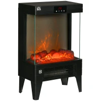 HOMCOM Electric Fireplace Heater, Freestanding 1000W/2000W Fireplace, w/ LED Screen, Remote included Quiet Heater Ideal for 25m² Indoor Use, Black(m-1)