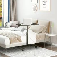 HOMCOM Laptop Table Height Adjustable, Mobile Laptop Stand with Wheels, Sofa Side Table for Home Office, Black(m-10)
