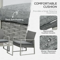Outsunny Polyrattan Sitzgarnitur für 4 Personen Sitzgruppe Gartenset Gartenmöbel Set Metall Grau(m-6)