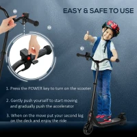 HOMCOM Electric Scooter, 120W Motor E-Scooter with Battery Display, Adjustable Height, Rear Brake for Ages 6+ Years - Black(m-4)
