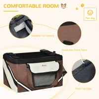 PawHut Small Dog Crate Dog Carrier Dog Travel Crate Folding Fabric Soft 38L x 27W x 26Hcm-Brown(m-5)