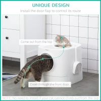 PawHut Portable Cat Litter Box, Pet Toilet with Front Entry Top Exit, Fully Enclosed Kitten Pan with Scoop, White(m-6)