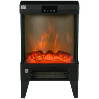 HOMCOM Electric Fireplace Heater, Freestanding 1000W/2000W Fireplace, w/ LED Screen, Remote included Quiet Heater Ideal for 25m² Indoor Use, Black(m-11)