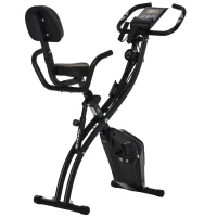 HOMCOM 2-in-1 Folding Exercise Bike with 8-Level Magnetic Resistance, Arm Resistance Band, Pulse Sensor, Black(m-1)