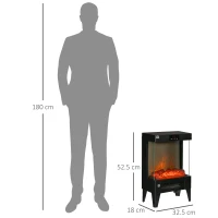 HOMCOM Electric Fireplace Heater, Freestanding 1000W/2000W Fireplace, w/ LED Screen, Remote included Quiet Heater Ideal for 25m² Indoor Use, Black(m-3)