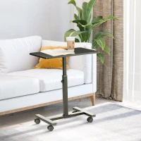 HOMCOM Laptop Table Height Adjustable, Mobile Laptop Stand with Wheels, Sofa Side Table for Home Office, Black(m-12)