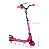 HOMCOM Electric Scooter, 120W Motor E-Scooter with Battery Display, Adjustable Height, Rear Brake for Ages 6+ Years - Pink(m-3)