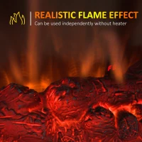 HOMCOM 1000W/2000W Freestanding Electrical Fireplace Indoor Heater Stove Log Wood LED Burning Effect Flame with Thermostat Control Black(m-6)