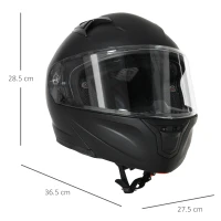 HOMCOM Casco Moto Integrale con Visiera Esterna e Parasole, Slot per Bluetooth e Certificato ECE R22, Taglia XL 61/62cm, Nero(m-3)