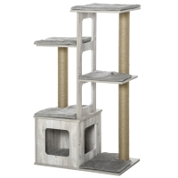 PawHut Katzenbaum, 142 Cm Hoch, Mit Kratzstämmen, Haus & Spielzeug – Für Katzen Bis 4,5 Kg