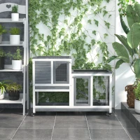 PawHut  Rabbit Hutch Small Animals 2-Tier Fir Wood indoor Hutch Grey(m-11)