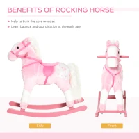 HOMCOM Baby Rocking Horse Plush Ride on Animals Rocker with Sound Handle Grip for Kids 3-6 Years - Pink(m-6)