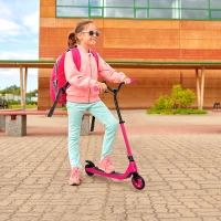 HOMCOM Electric Scooter, 120W Motor E-Scooter with Battery Display, Adjustable Height, Rear Brake for Ages 6+ Years - Pink(m-12)