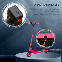 HOMCOM Electric Scooter, 120W Motor E-Scooter with Battery Display, Adjustable Height, Rear Brake for Ages 6+ Years - Pink(m-6)