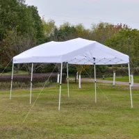 Outsunny Gazebo Pieghevole 6x3m, Richiudibile e Pop up da Giardino in Acciaio e Tessuto Bianco, per Eventi o Campeggio con Borsa da Viaggio(m-10)