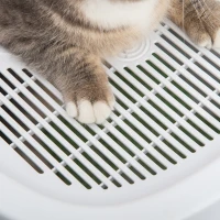 PawHut Portable Cat Litter Box, Pet Toilet with Front Entry Top Exit, Fully Enclosed Kitten Pan with Scoop, White(m-10)