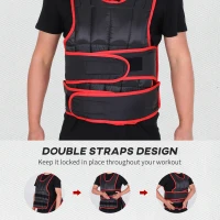 HOMCOM 10kg Adjustable Metal Sand Weight Vest Red(m-6)
