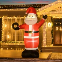 HOMCOM 8ft Inflatable Christmas Santa Claus Xmas Decoration with LED Holiday Air Blown Yard Outdoor Décor(m-12)