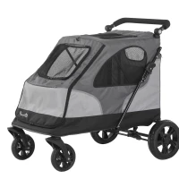 PawHut Hundebuggy Hundewagen mit 4 Räder Haustierbuggy für mittelgroße Hunde faltbar Oxford Grau 104,5 x 68,5 x 110 cm(m-1)