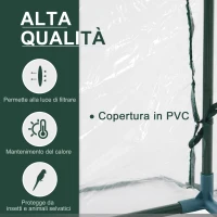 Outsunny Serra da Giardino a Tunnel in PVC Telaio in Acciao Trasparente, 200x100x80cm(m-4)