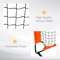 HOMCOM Set of 2 Football Goal Net 6 x 3 ft Foldable Outdoor Sport Training Teens Adults Football with Carrying Bag Orange(m-4)