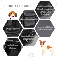 PawHut Hundebuggy Hundewagen mit 4 Räder Haustierbuggy für mittelgroße Hunde faltbar Oxford Grau 104,5 x 68,5 x 110 cm(m-5)