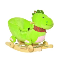 HOMCOM Cavalo de Balanço para Crianças Acima de 18 Meses de Madeira com Rodas 60x32x52 cm(m-1)