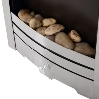 HOMCOM Installing Electric Fireplace, 2000W, Pebble Burning Effect Heater Fire Flame Indoor LED Lighting - Stainless Steel(m-9)