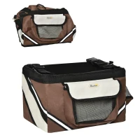 PawHut Small Dog Crate Dog Carrier Dog Travel Crate Folding Fabric Soft 38L x 27W x 26Hcm-Brown(m-9)