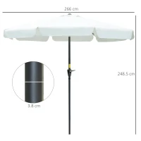 Outsunny Parasol Garden Umbrella Ø2.66m UV Protection 50+ 8 Ribs Tilt-Adjustable Beige(m-3)