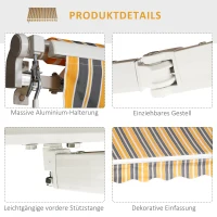 Outsunny markiza, markiza przegubowa, korbka ręczna, balkon, 2,95 x 2,45 m, aluminium, kolor: żółty, szary(m-7)